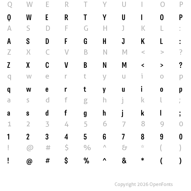Character Map of Belarius Sans Narrow Semibold