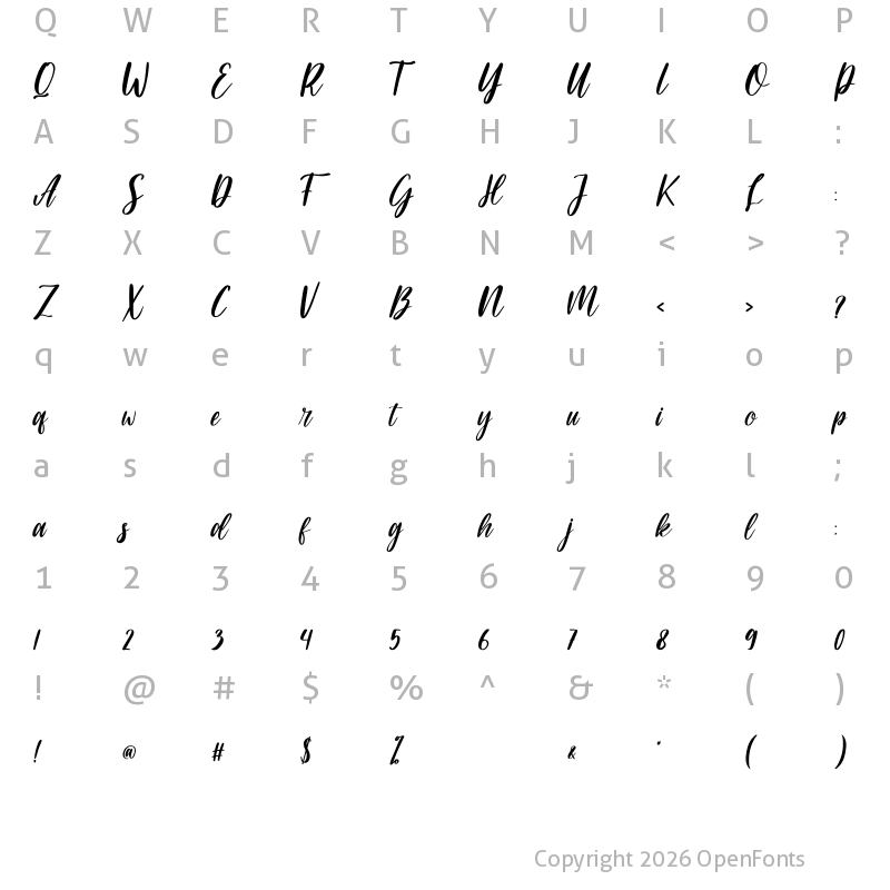Character Map of Belatty Regular
