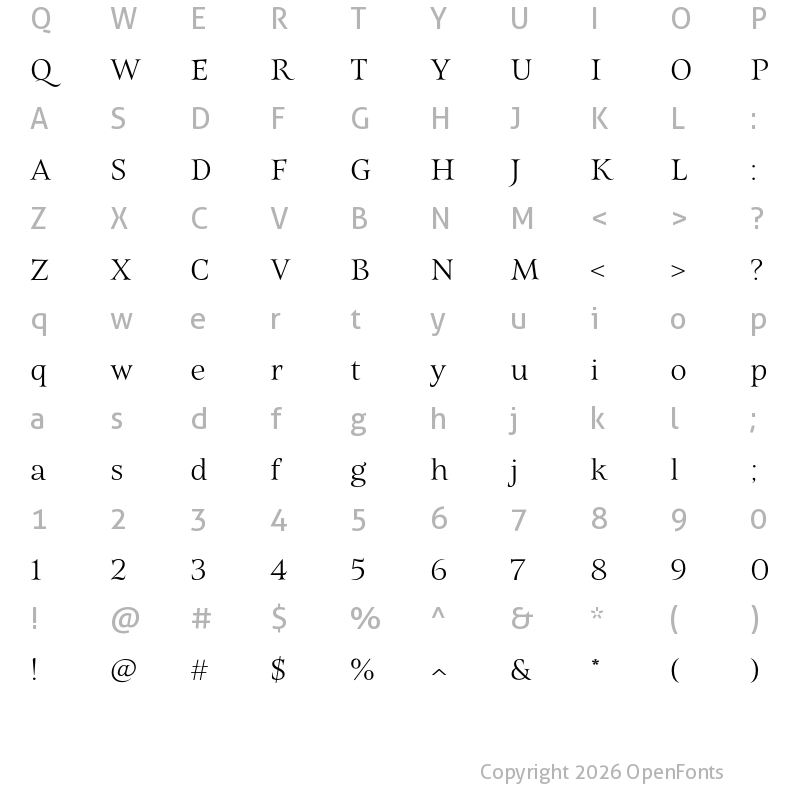 Character Map of Belda Ext Light