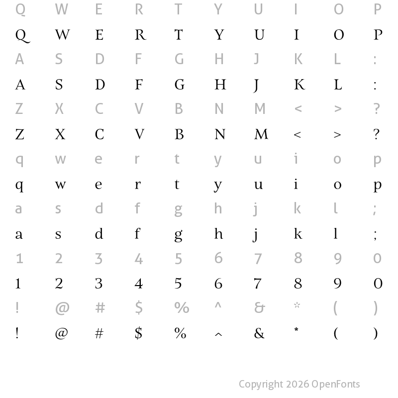 Character Map of Belda Ext Regular