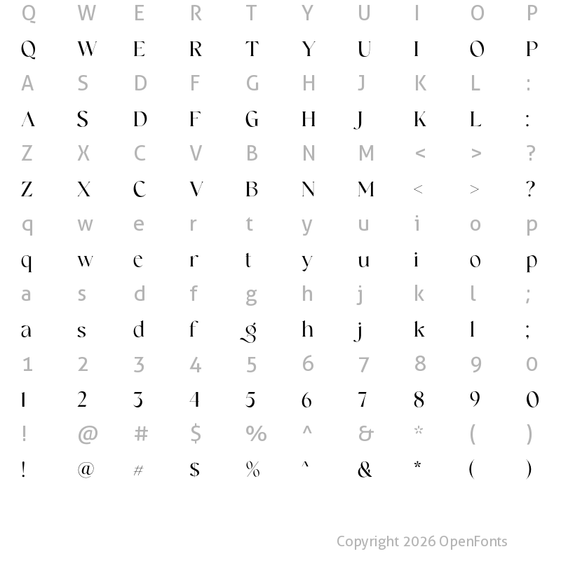 Character Map of Belgan Aesthetic Regular