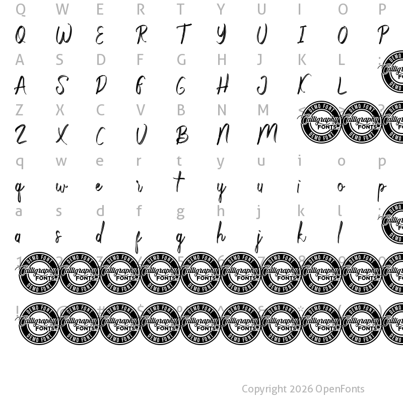 Character Map of Belgian Flower Demo Regular