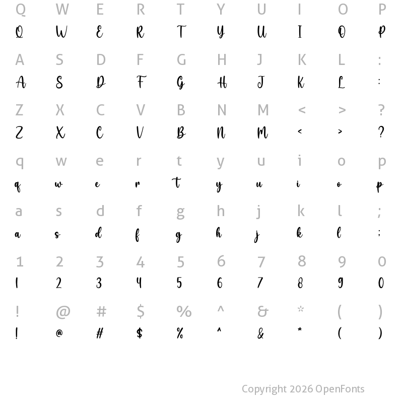 Character Map of Believe Regular