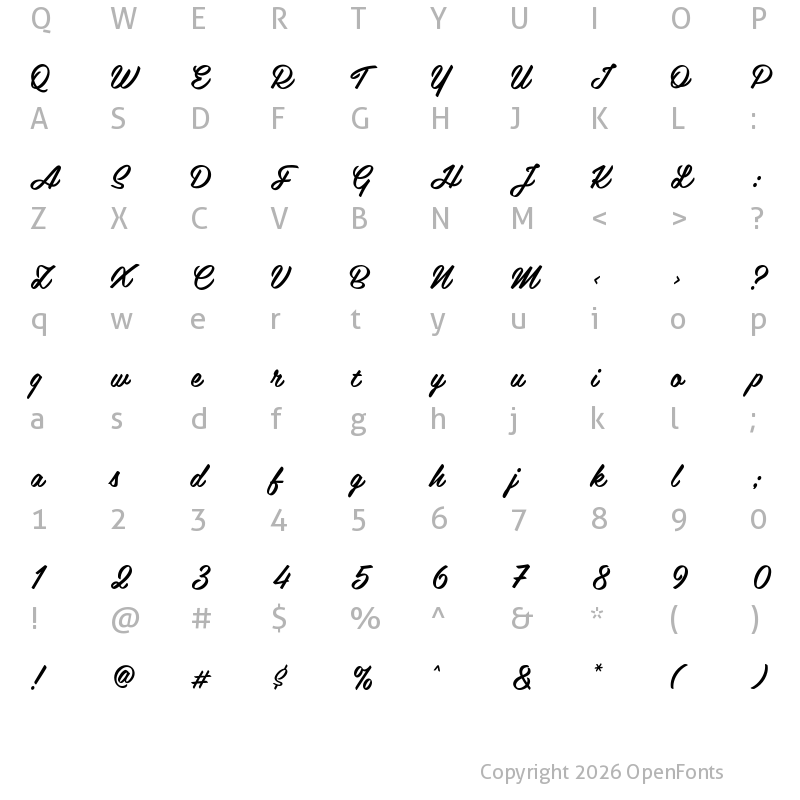 Character Map of BelindaW00-Regular Regular