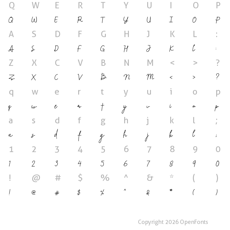 Character Map of Beliya Signature Regular
