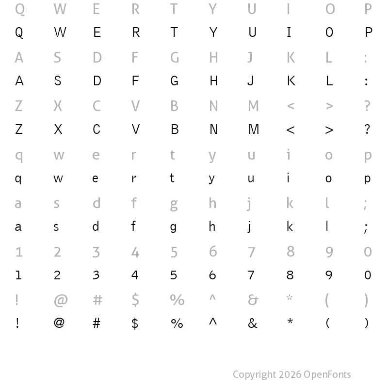 Character Map of Bell Gothic Light Regular