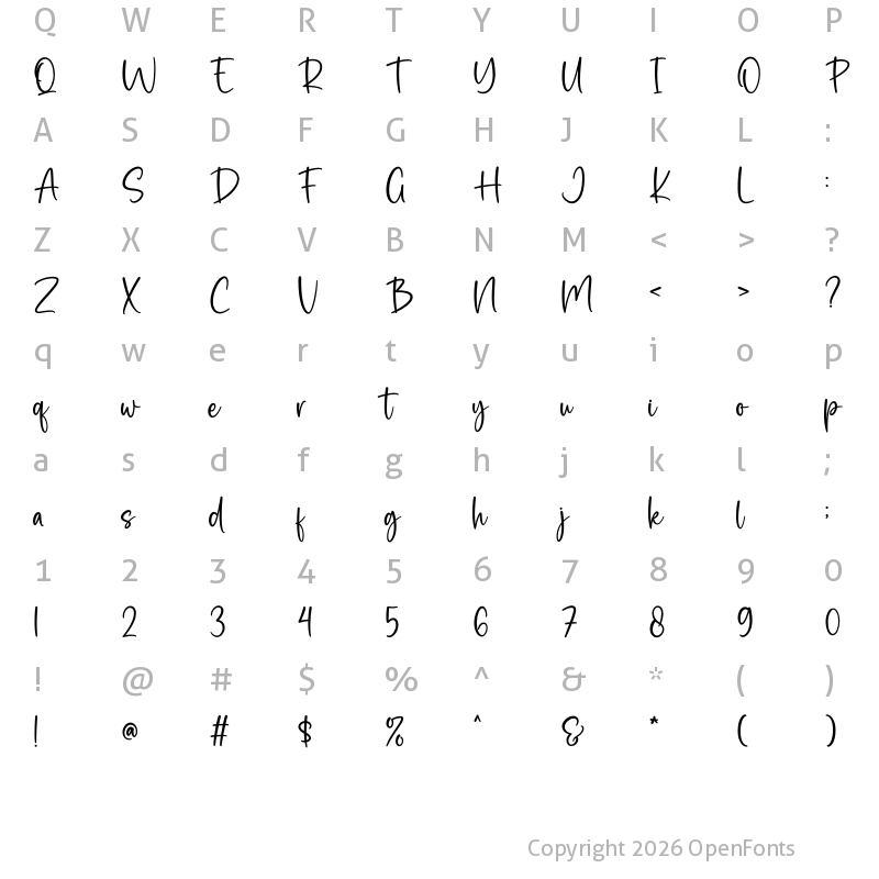 Character Map of Bella Vista Regular