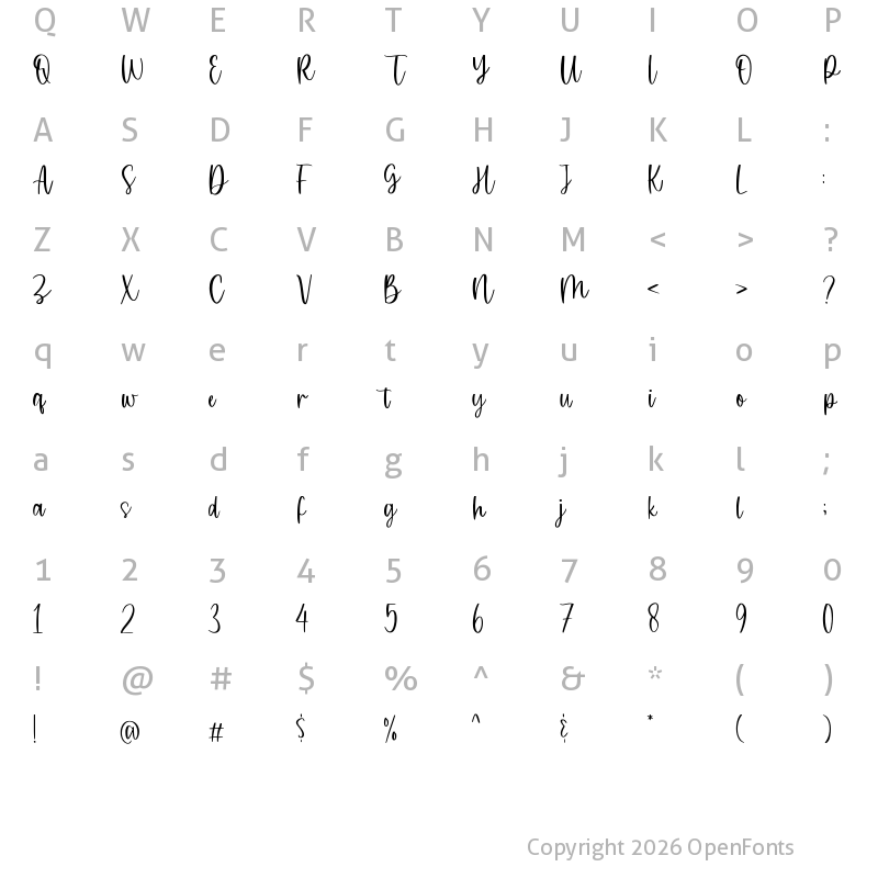 Character Map of Bellamosley Demo Regular