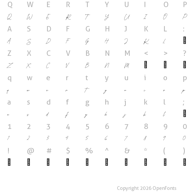 Character Map of Bellatrice Personal Use Regular