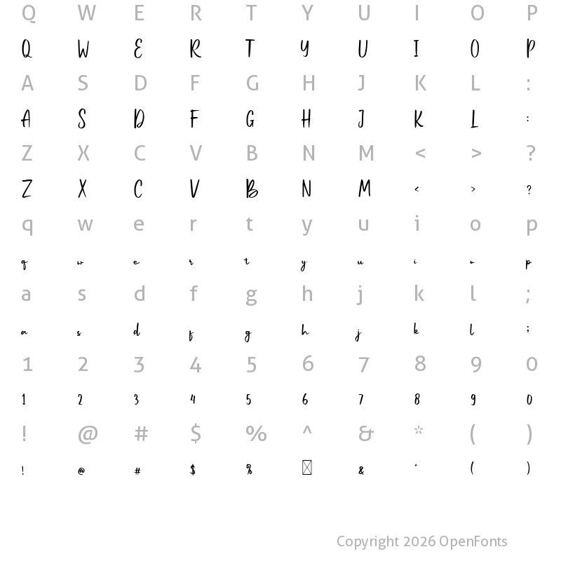 Character Map of Belle Amour Regular