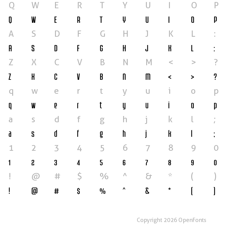 Character Map of Bellucci Light