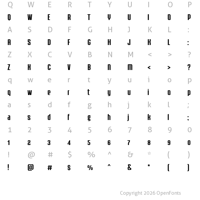 Character Map of Bellucci Regular
