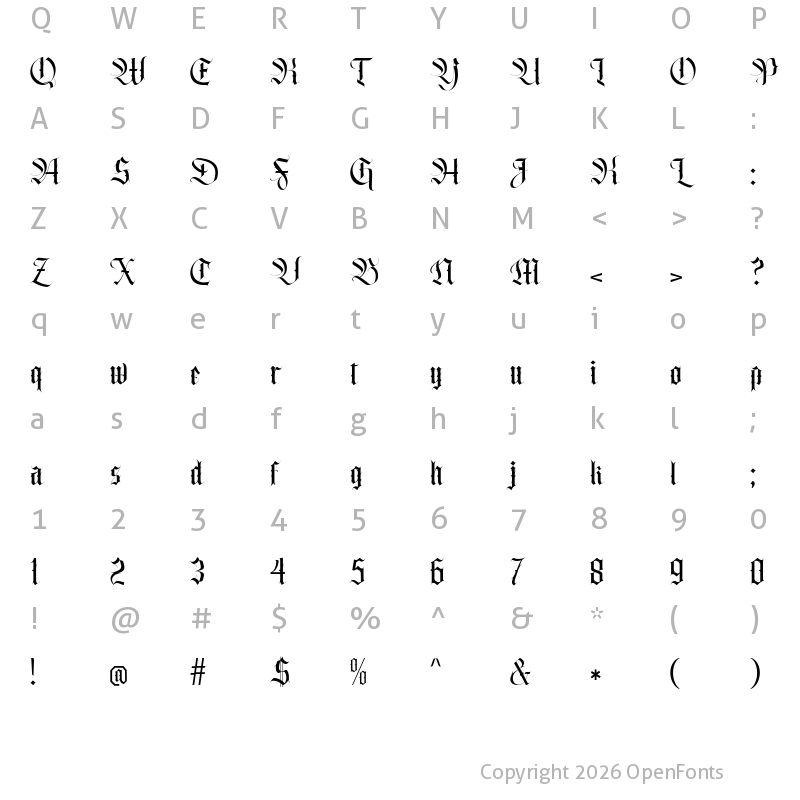 Character Map of Belong Faith Regular