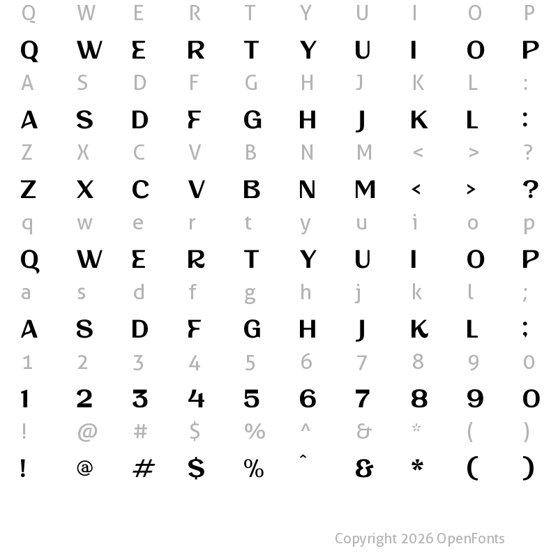 Character Map of Belriner Regular