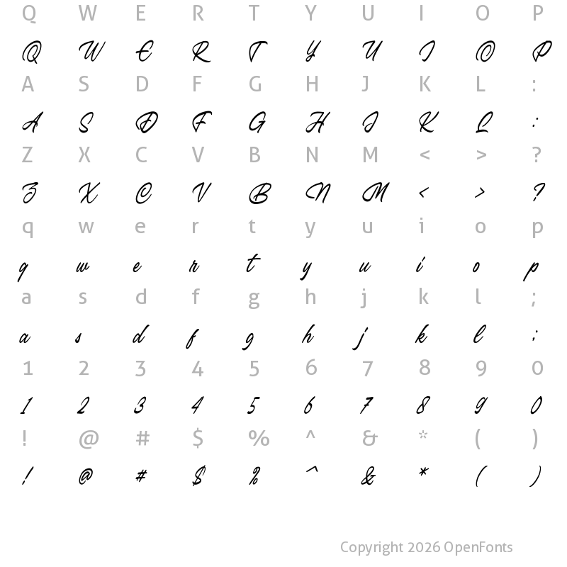 Character Map of Belsmont Regular