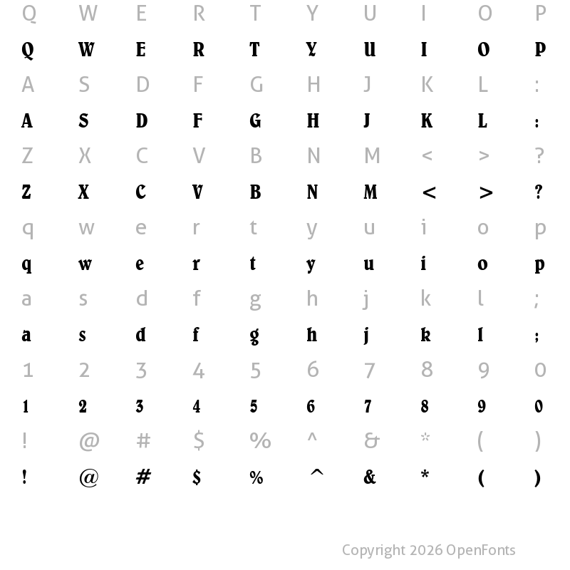 Character Map of Belwe Cn BT Bold