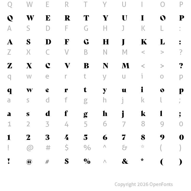 Character Map of BelyDisplayW00-Regular Regular