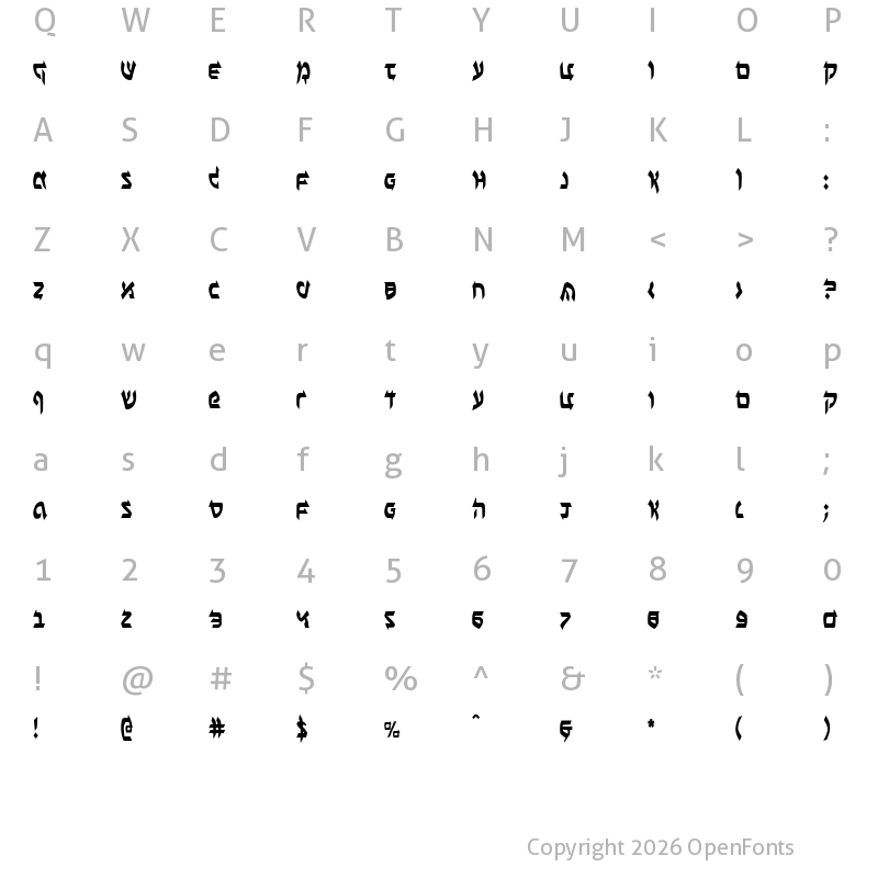 Character Map of Ben-Zion Condensed Condensed