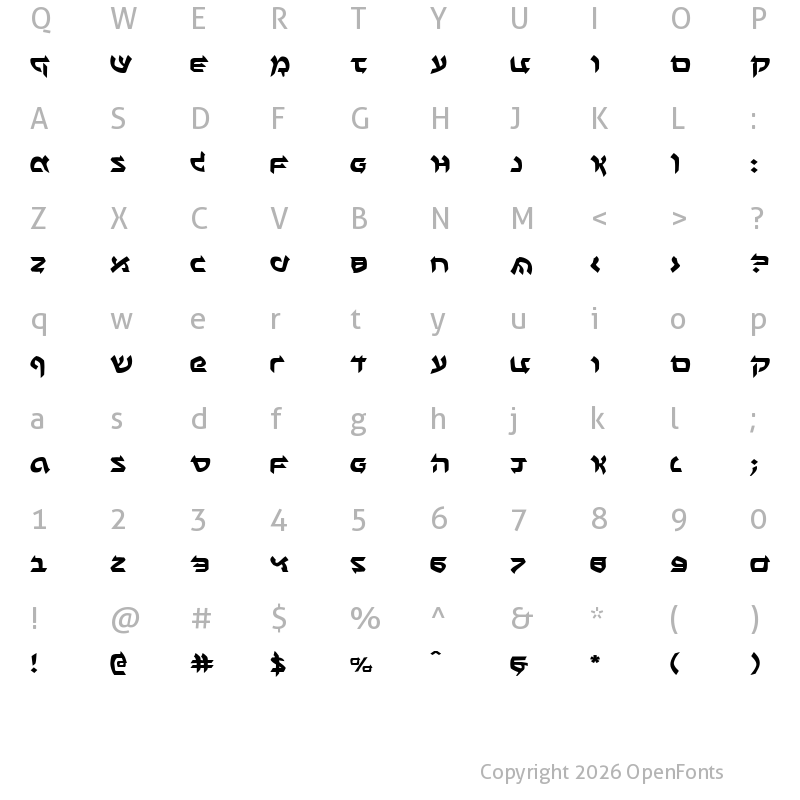 Character Map of Ben-Zion Expanded Expanded