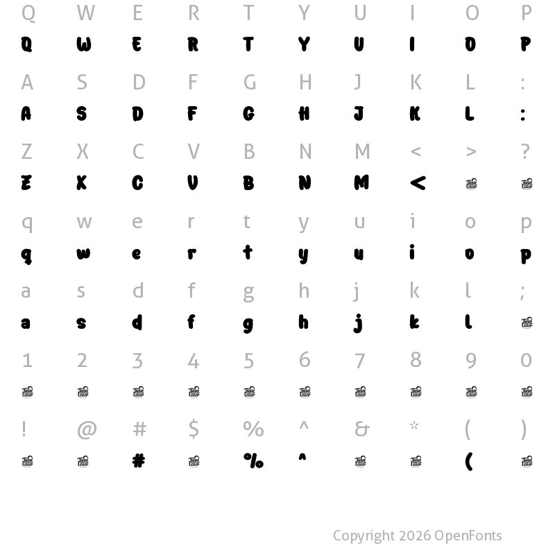 Character Map of BENAH Personal Use Bold