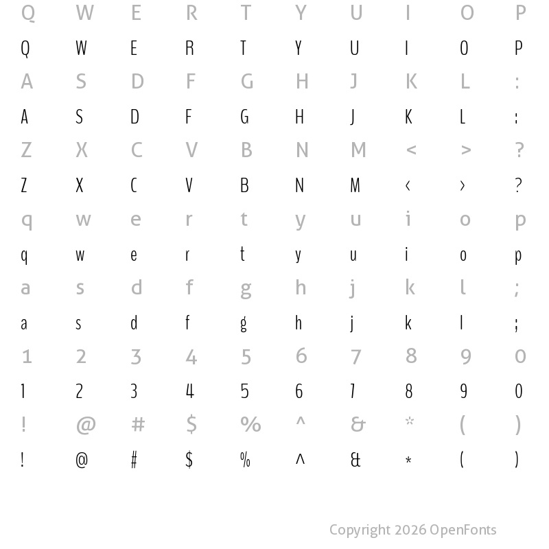 Character Map of BenchNine Light