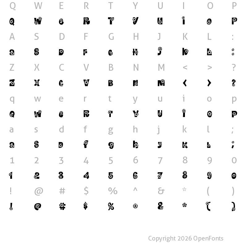 Character Map of Bend It Regular