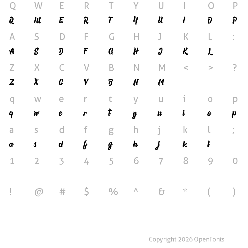 Character Map of Beneth FREE Regular