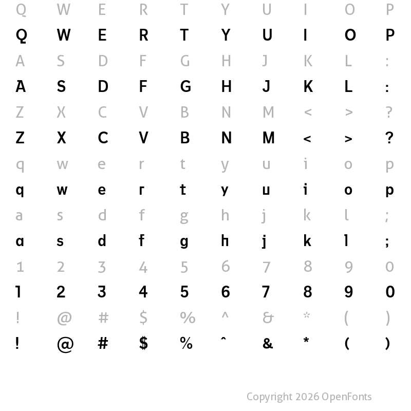 Character Map of Benett regular