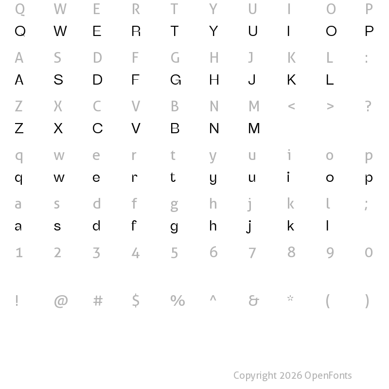 Character Map of Benetti Grotesk Free Regular