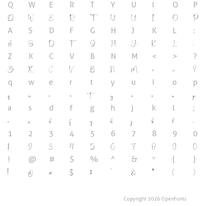 Character Map of Bengittan Regular