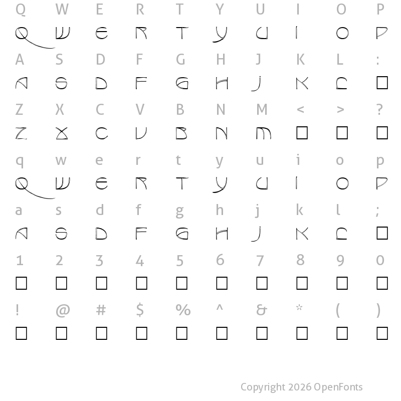 Character Map of Benjamin Regular
