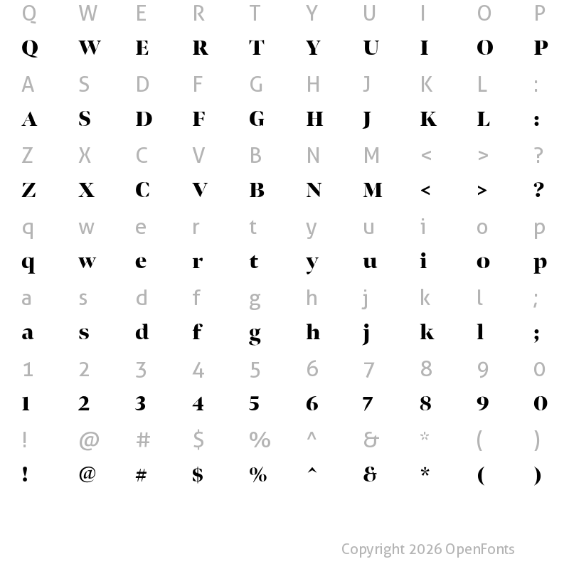 Character Map of Bennet Banner Black