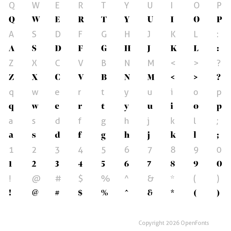 Character Map of Bennet Banner Condensed Black