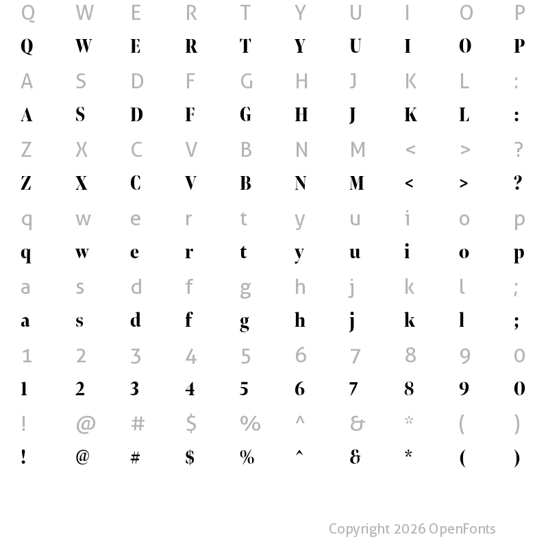 Character Map of Bennet Banner Extra Condensed Extra Bold