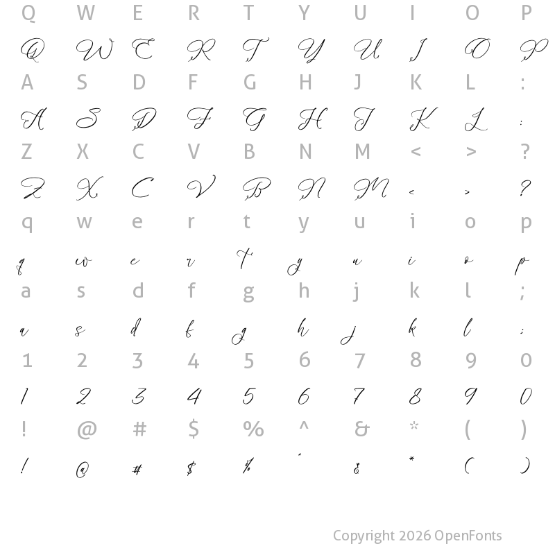 Character Map of Benthany Amourty Regular