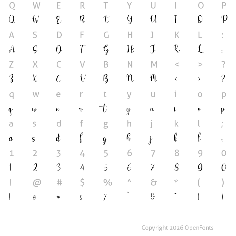 Character Map of Bentho Regular