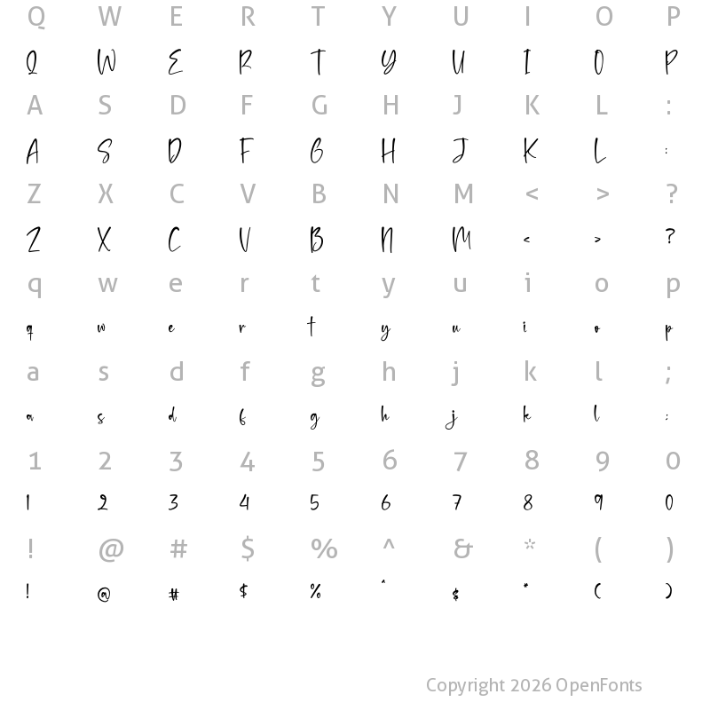 Character Map of Benttoinas Regular