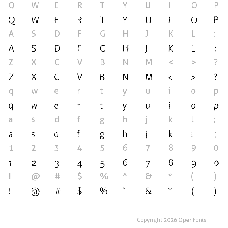 Character Map of BeoSansSoft R12Plain