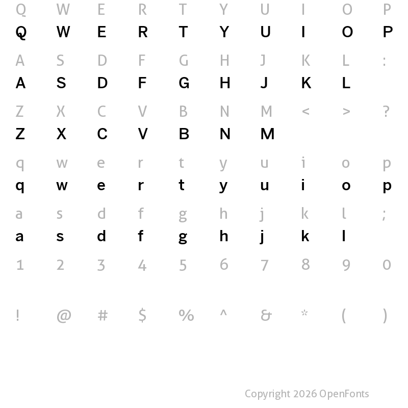 Character Map of Bergman Sans Free Regular