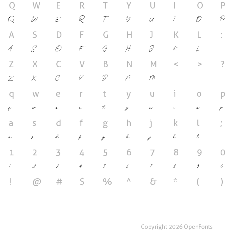 Character Map of Beristan Regular