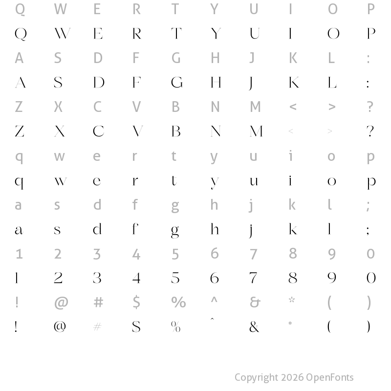Character Map of Berloja Satfline Regular