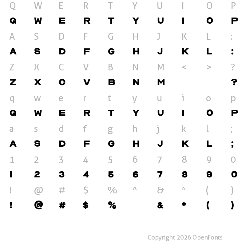 Character Map of Bermont Free Regular