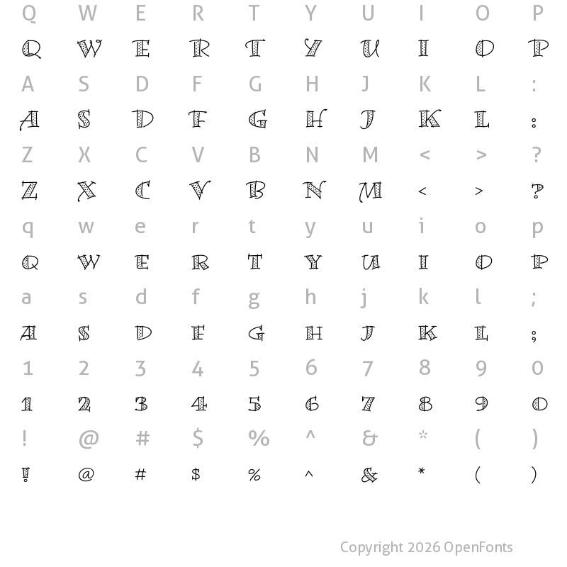 Character Map of Bermuda LP Dots Regular