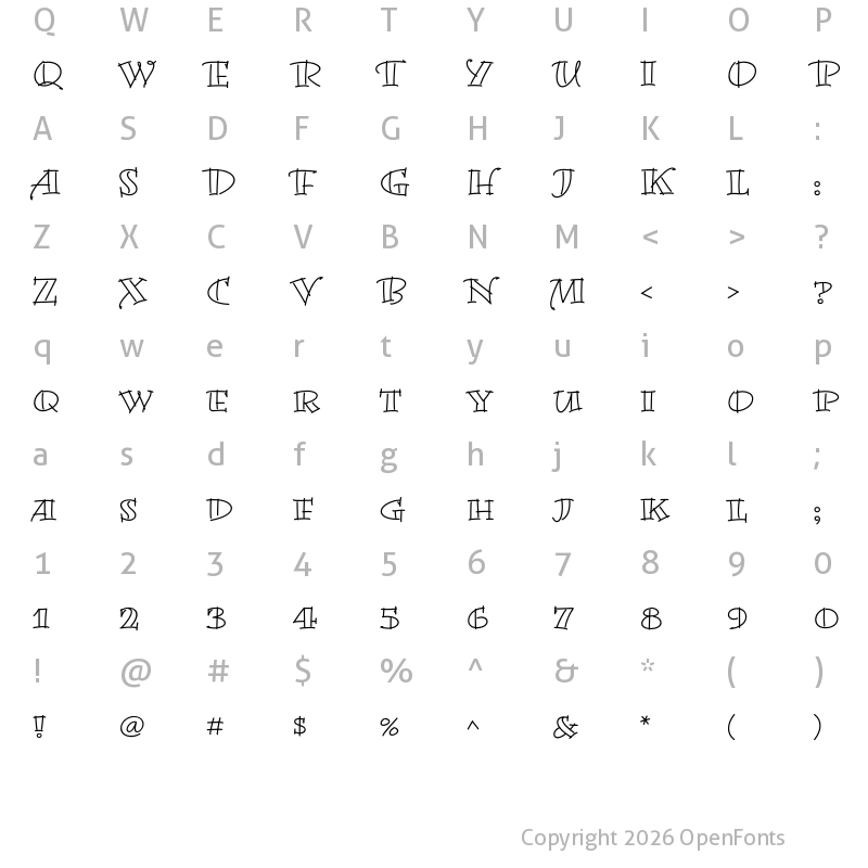 Character Map of Bermuda LP Open Regular