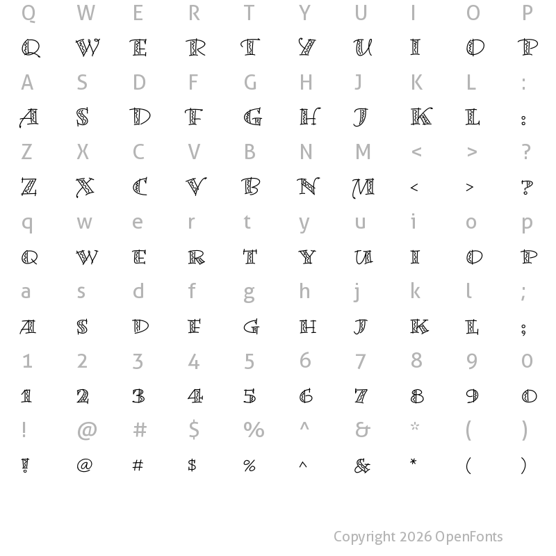 Character Map of Bermuda LP Squiggle Regular