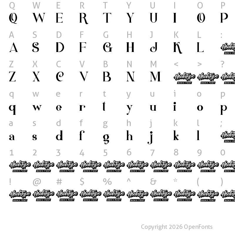 Character Map of Bernardston Demo Regular