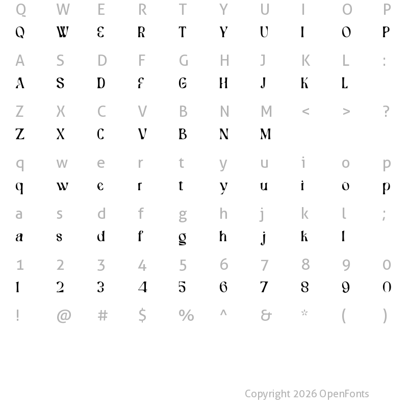 Character Map of Bernat Burnoe Regular