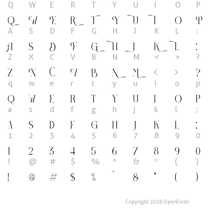 Character Map of Berossla Regular