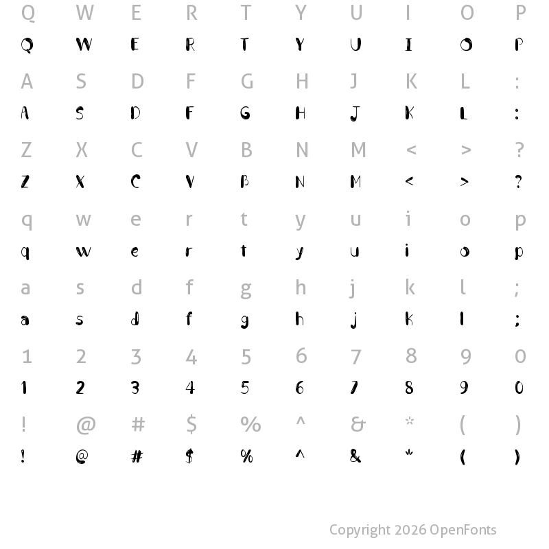 Character Map of Berpa Regular