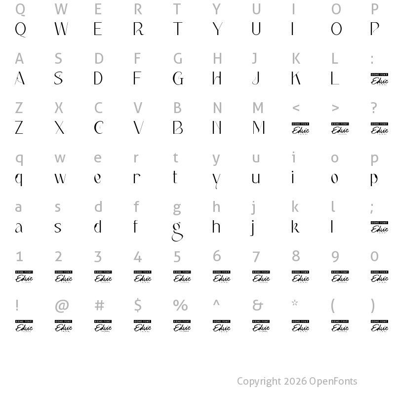 Character Map of Berry Cheeks Demo Regular